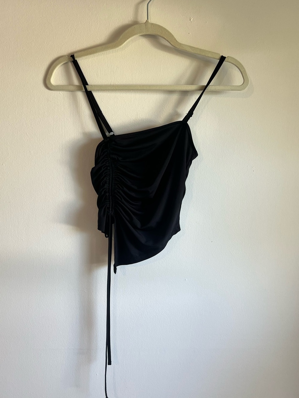 Black Ruched Drawstring Camisole Top - Picture 2 of 4
